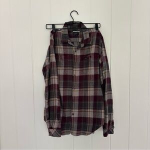 RVCA Red and Gray Casual Button Down Shirt